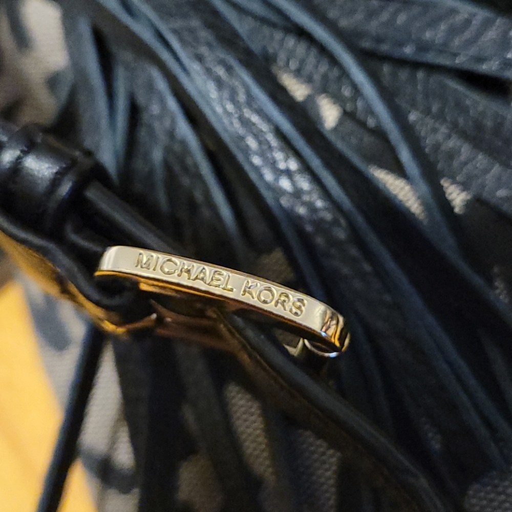 Michael Kors Black and Khaki MK Logo Crossbody Bag - Picture 6 of 9